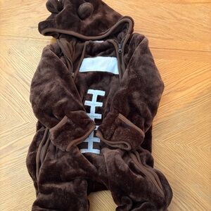 The Children's Place Brown Fleece Football One Piece 12-18M